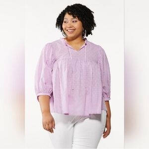 NWT CATO PLUS SIZE SWISS DOT PEASANT TOP XL